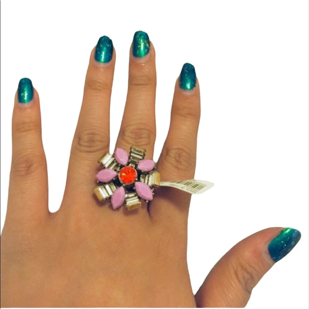 NWT J Crew: Size 6 Vintage! Purple & Red Stud Flower Ring - Picture 2 of 3
